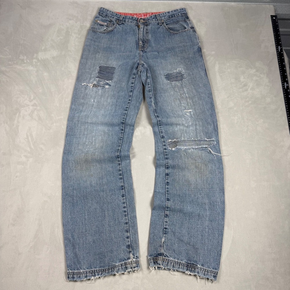90s Womens Hydraulic Distressed Carpenter Wide Leg Jeans Size 7/8